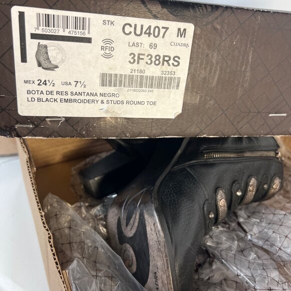 Cuadra Women Western Boots Black Leather Ankle Booties Size MEX25.5 US7.5 - Picture 13 of 13